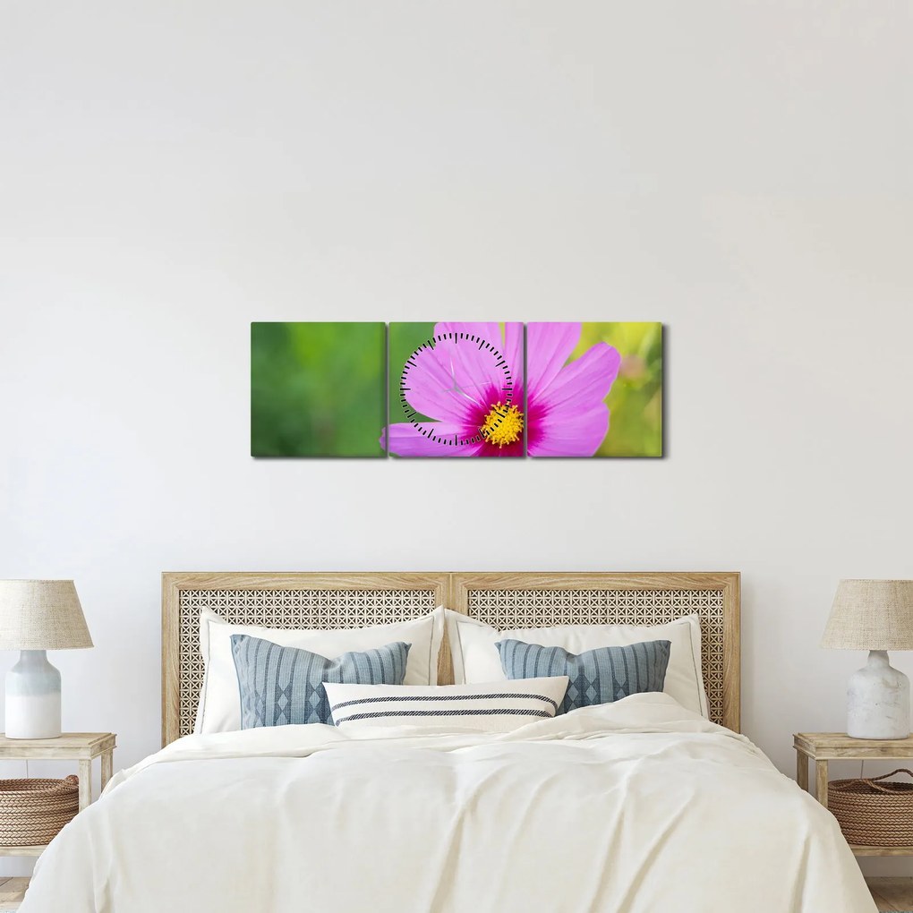 Tablou - floare de câmp (cu ceas) (90x30 cm)