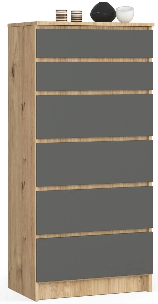 Comodă Kalista III (Stejar artisan + Gri). 1069923