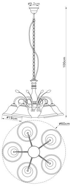 Globo 69007-5H - Lustra POSETS 5xE27/60W/230V