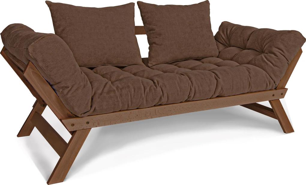 Canapea din lemn de fag Allegro Walnut Brown 170x83x80 cm