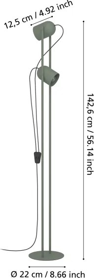 Eglo 44137 - Lampă de podea TILSTON, 2 x E14, 8 W, 230 V, verde