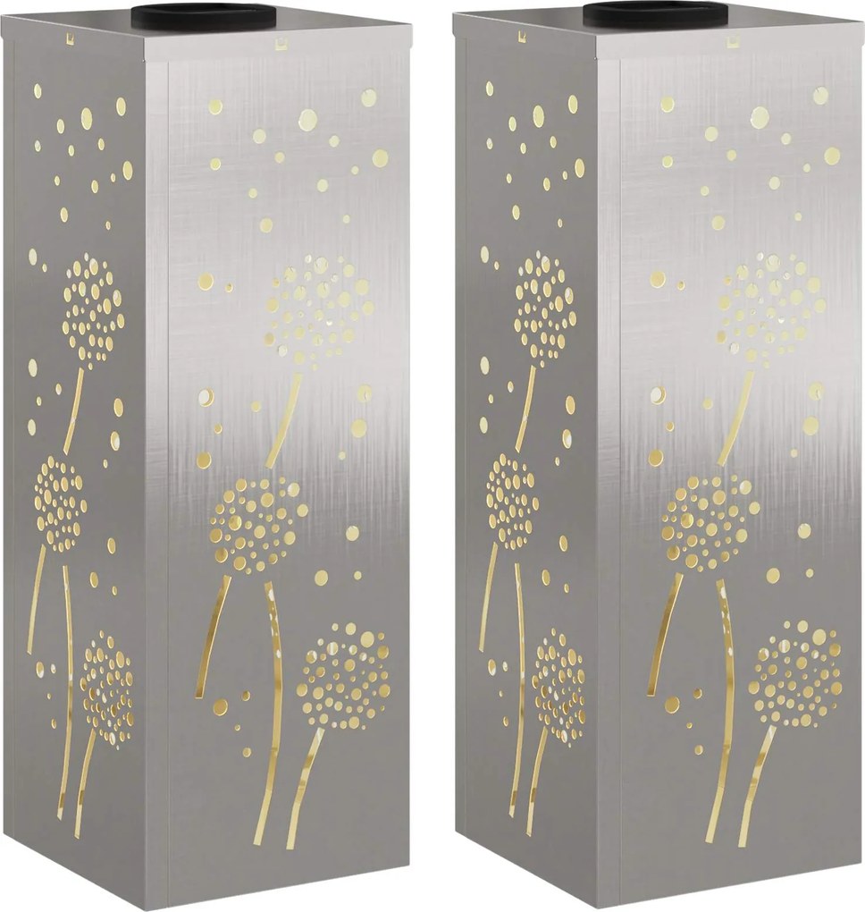 vidaXL Lumină LED Solară pentru Alei 2 pcs Argintiu Oţel inoxidabil