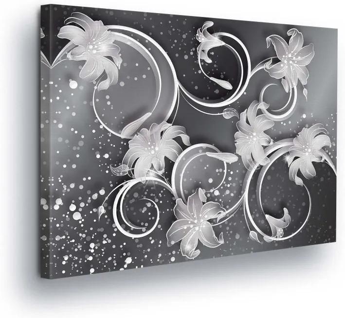 GLIX Tablou - Modern Silver-Flower Decoration 80x60 cm