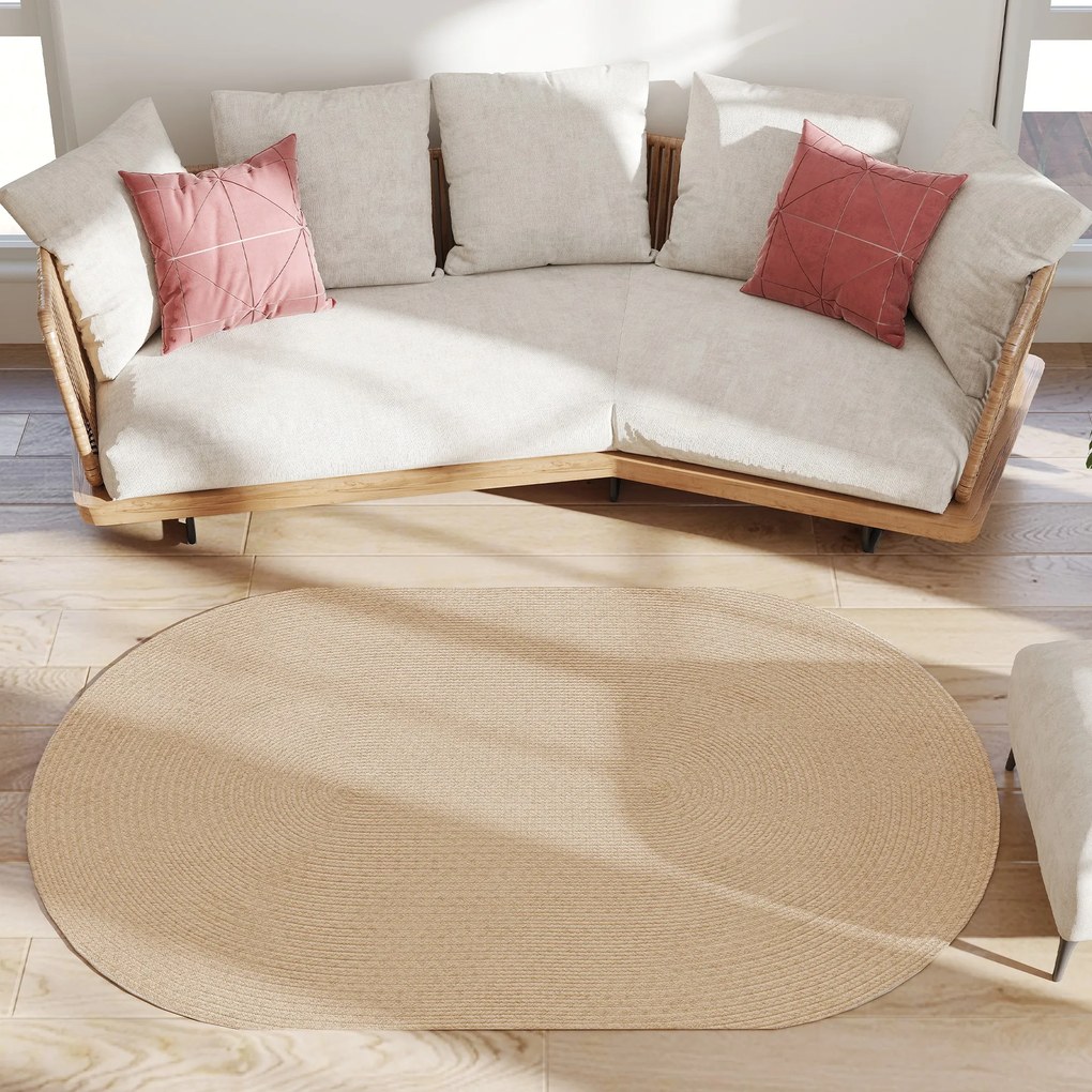 HOMCOM Covor pentru Living 170x120 cm Lavabil la Mașină Țesut Manual Stil Rustic Covoraș pentru Living Dormitor Bej | Aosom Romania