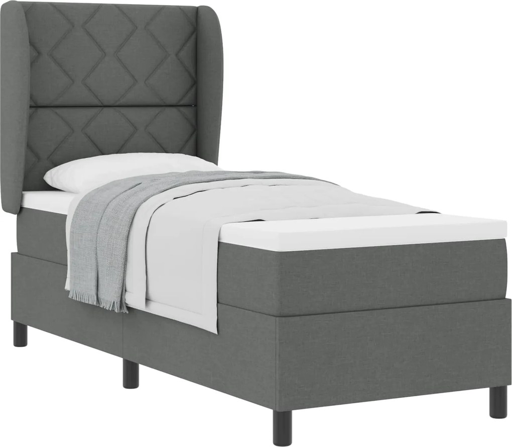 vidaXL Pat cu arcuri cu saltea Gri închis 80 x 200 cm țesătură