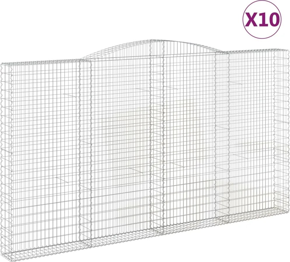vidaXL Coșuri gabion arcuite 10 buc, 400x30x220/240cm, fier galvanizat