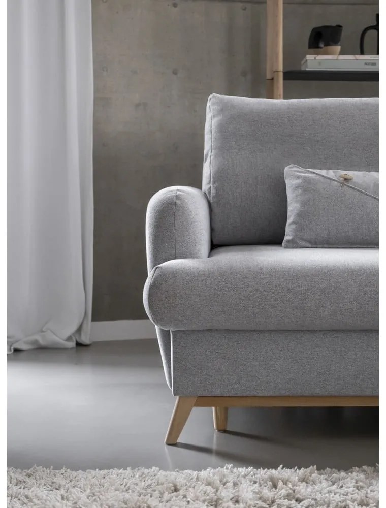 Colțar gri deschis extensibil/cu spațiu de depozitare (cu colț pe partea dreaptă/cu șezlong) Scandic Lagom – Miuform