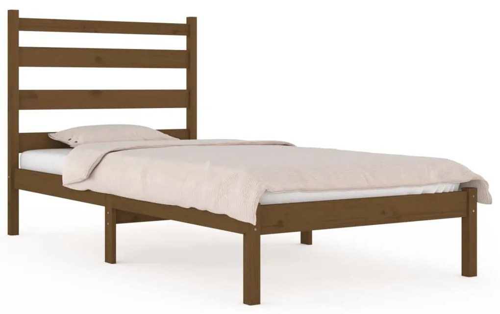 3103616 vidaXL Cadru de pat single, maro miere, 90x190 cm, lemn masiv de pin