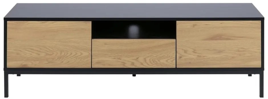 Comodă TV neagră/în culoare naturală cu aspect de lemn de stejar 140x45 cm Seaford – Actona