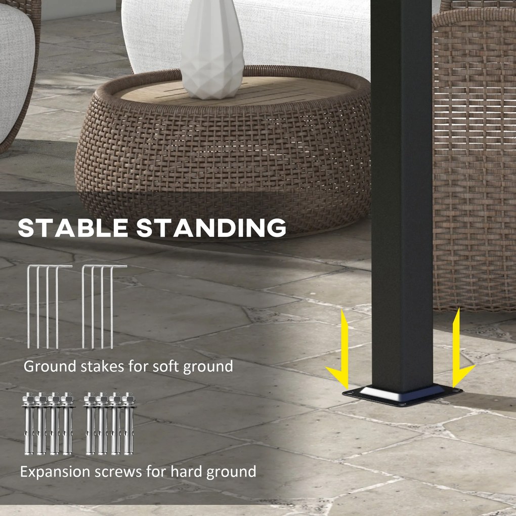 Outsunny Gazebo Pergolă pentru Grădină 3x3,5 m cu 3 Acoperișuri Reglabile, Pergolă din Oțel și Poliester Anti-UV, Gri | Aosom Romania