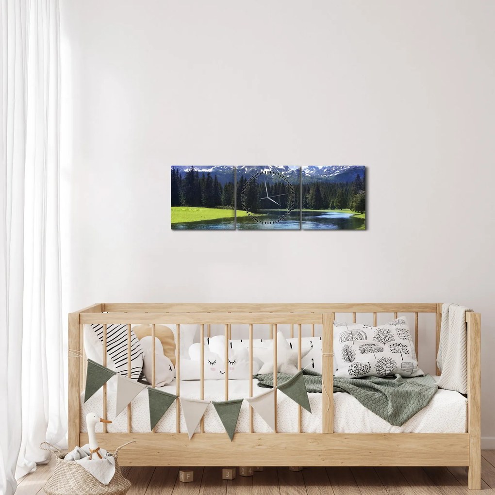 Tablou - vâfurile montane înzăpezite (cu ceas) (90x30 cm)