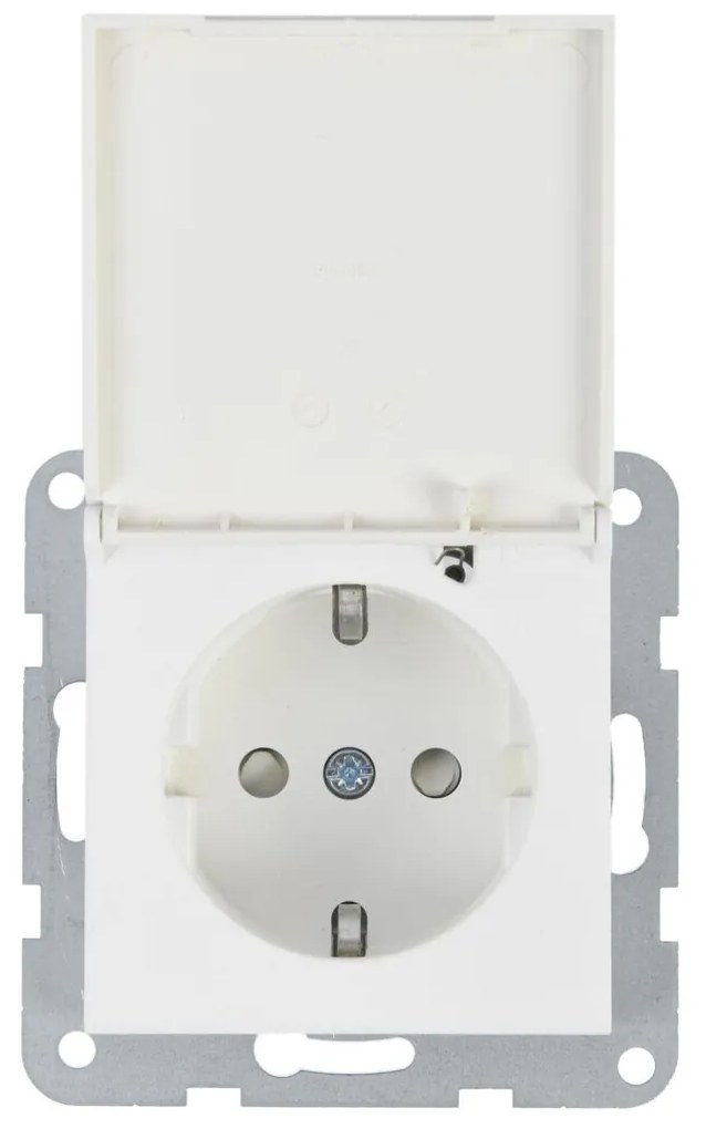 Priza simpla cu impamantare si capac, protectie copii, 16A, IP20, Seashell, Panasonic Karre Plus 55 Soft Touch