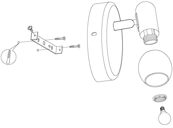 Eglo 98624 - Aplică perete spot POLLICA 1xE14/10W/230V