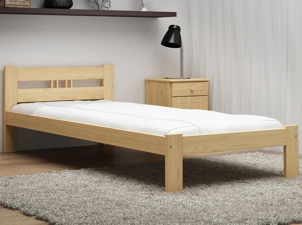 Pat ecologic din lemn Emilia 90x200 PIN cu somieră