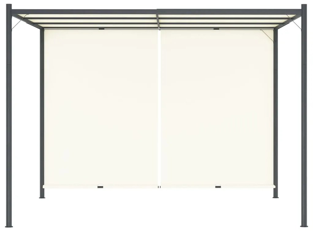 Pergola cu acoperis rabatabil, alb crem, 3 x 3 m, otel 1, Alb crem