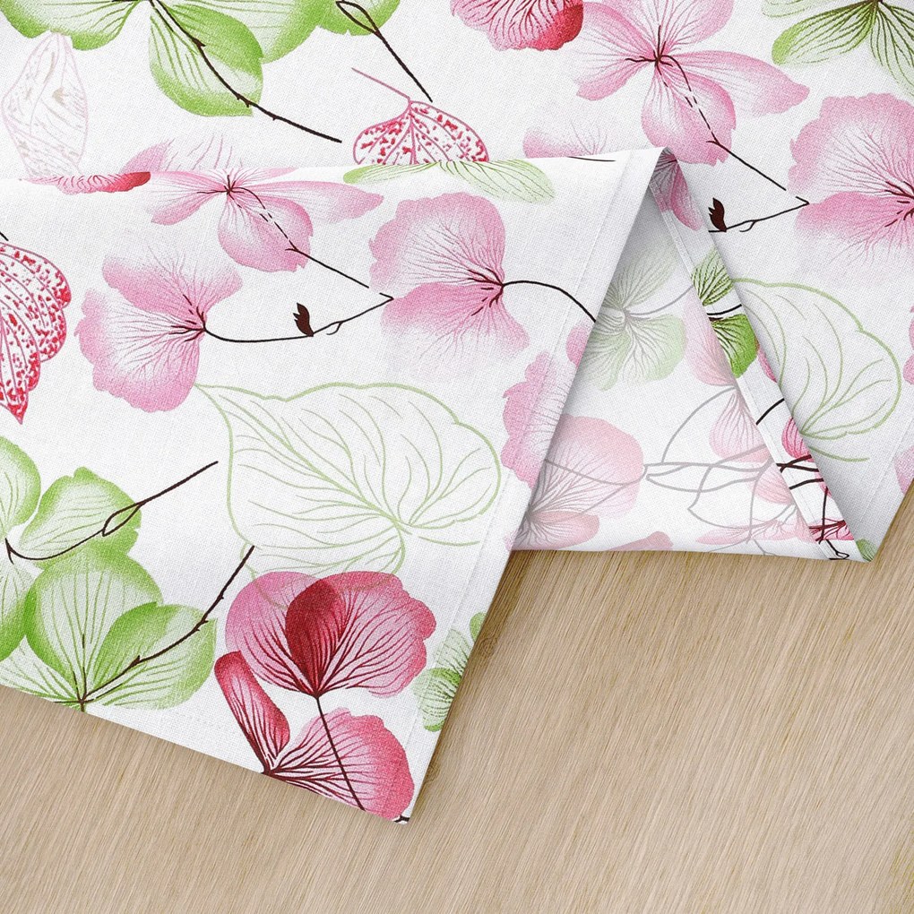 Goldea suporturi farfurii 100% bumbac - flori roz-verde cu frunze - 2 buc 30 x 40 cm