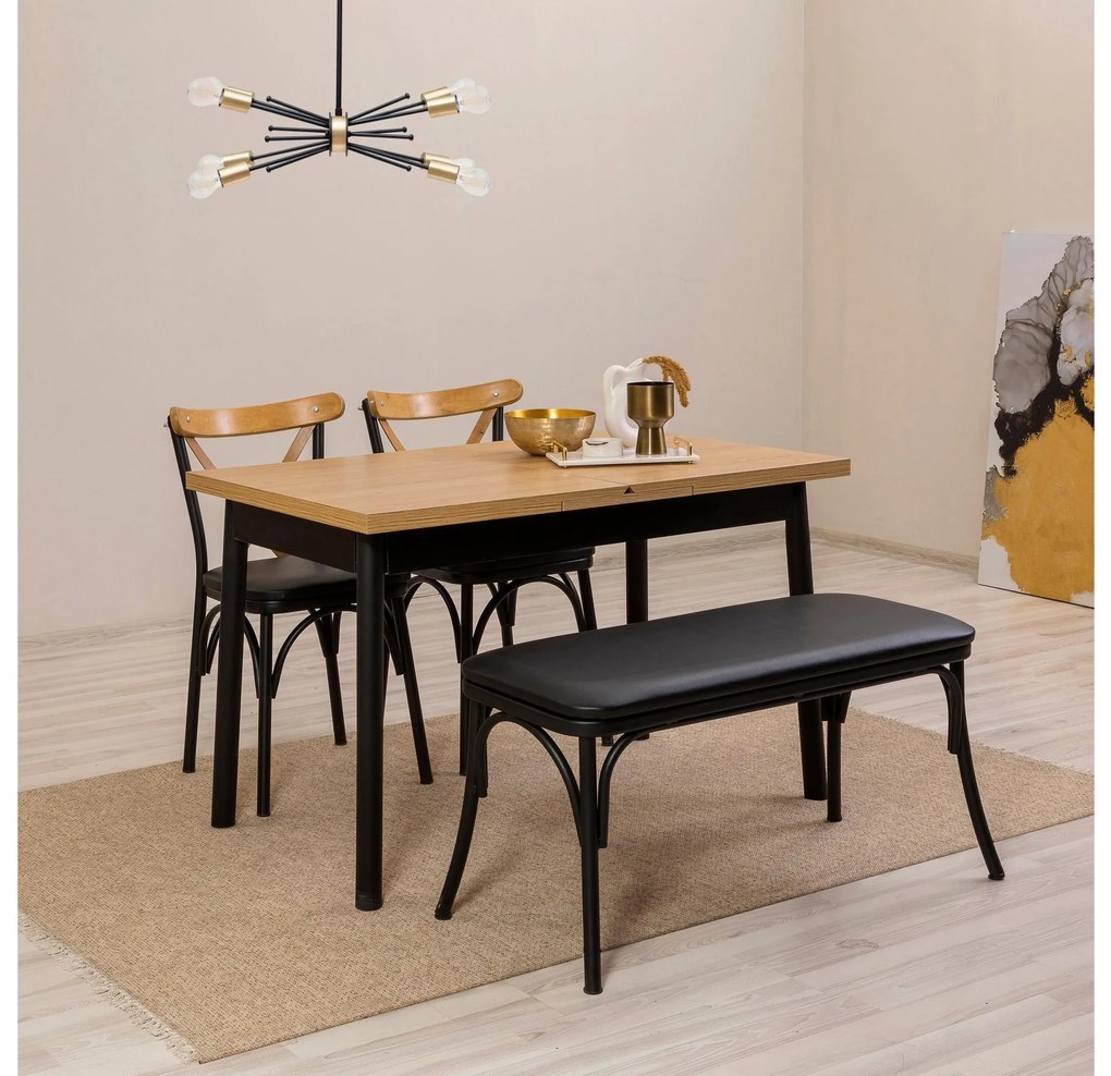 Set mobilier sufragerie Duvasa 21 (negru) (pentru 4 persoane). 1093791