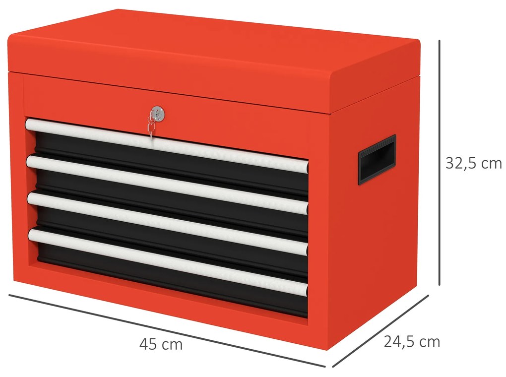 DURHAND Dulap pentru unelte Trolley, inclusiv lacăt, 2 chei, 45 cm x 24,5 cm x 32,5 cm, Roșu | Aosom Romania