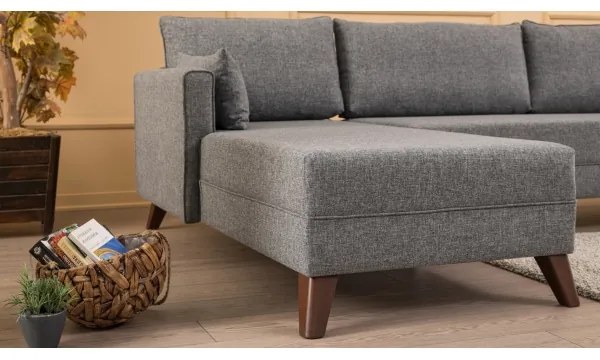 Colțar KORFU în L, gri, stânga