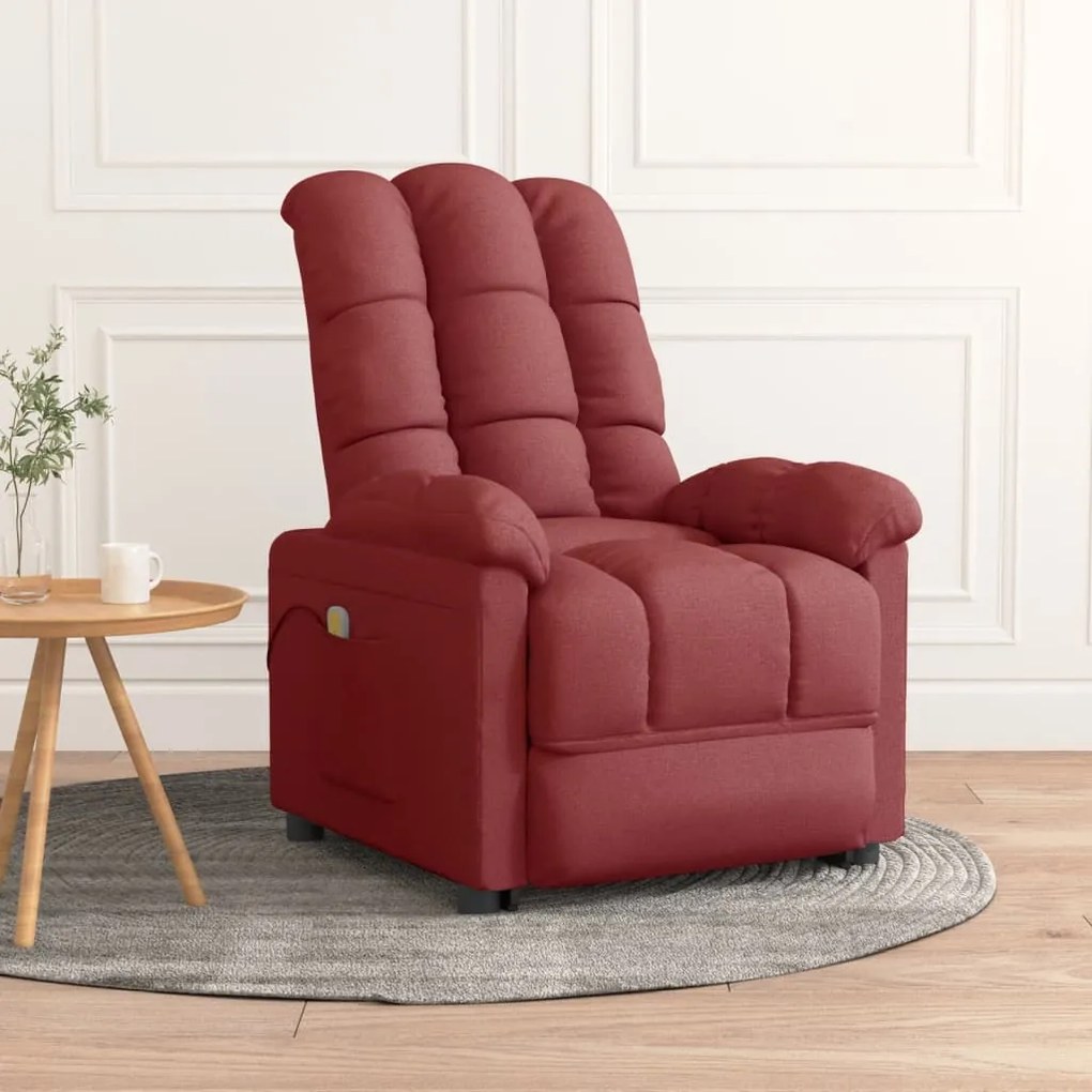 289809 vidaXL Fotoliu de masaj, roșu vin, material textil