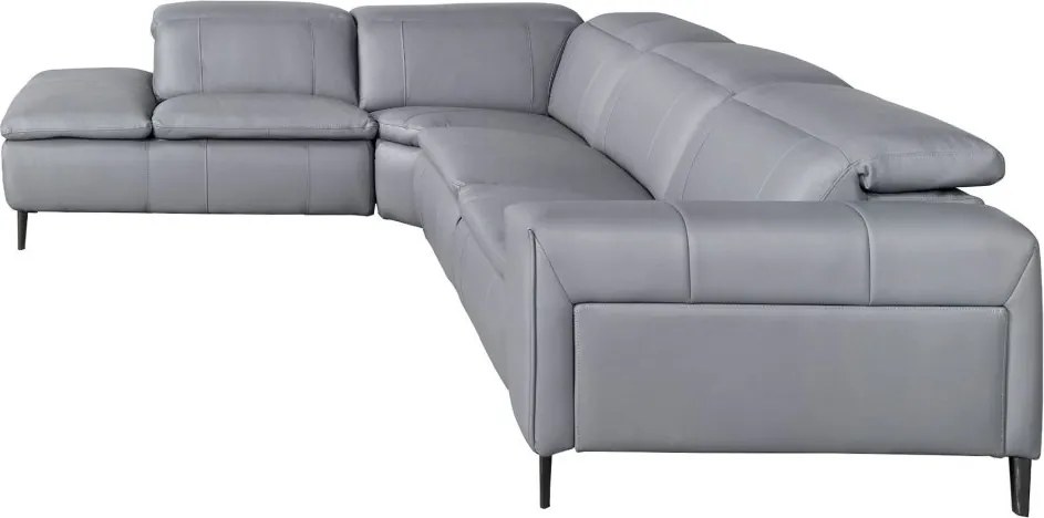 Coltar 5 locuri, Functia Relax, Sezlong Stanga, Cowhide gri