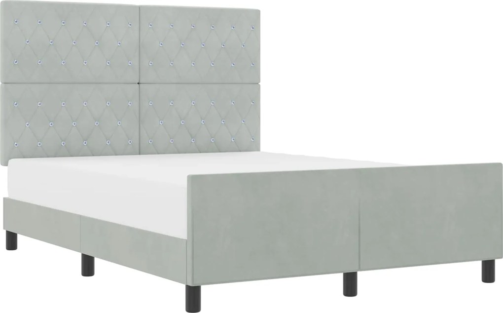 vidaXL Pat cu arcuri cu headboard Gri deschis 140 x 200 cm Catifea