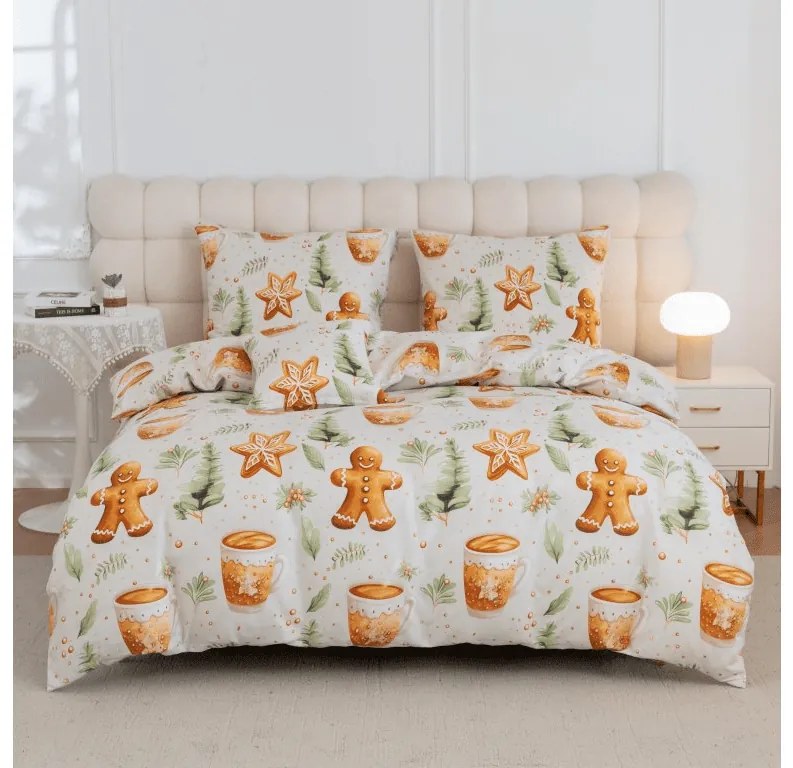 Lenjerie de pat din microfibra WINTER GINGERMAN alb Dimensiune lenjerie de pat: 2 buc 70 x 90 cm | 200 x 220 cm