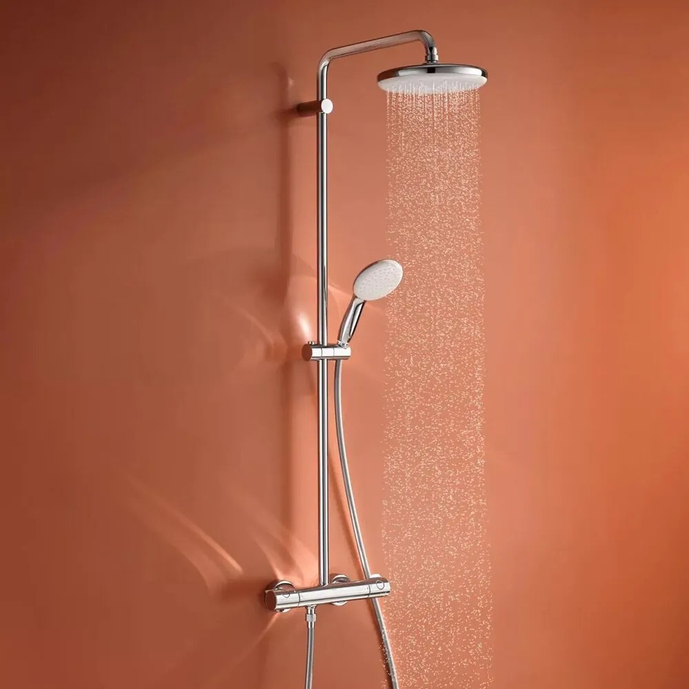 Coloana de dus cu baterie termostatata Grohe Tempesta 210 finisaj crom lucios