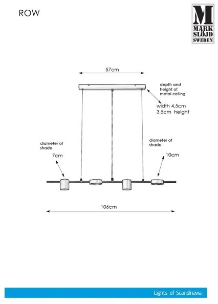 Markslöjd 107746 - Lustră pe cablu ROW 4xG9/7W/230V