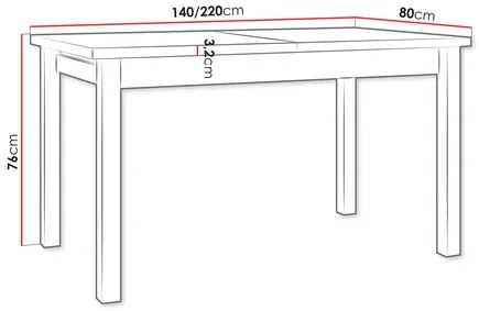 Masă sufragerie extensibilă Wodonas 80 x 140 220 I XL (Stejar grandson + Alb) (pentru 4-10 persoane). 1105414