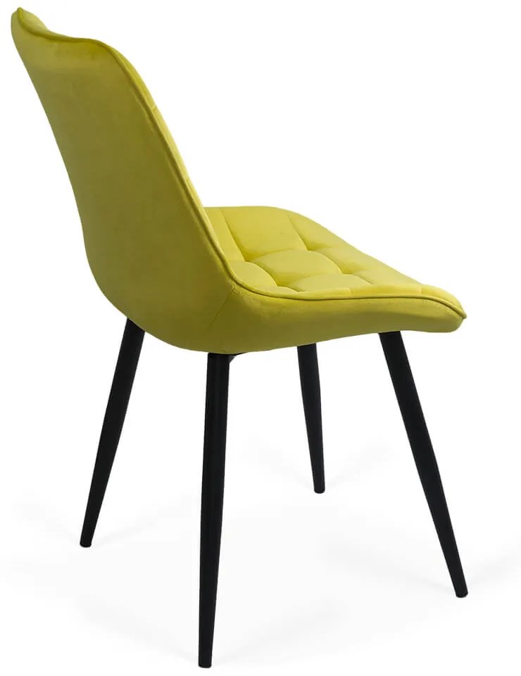 Scaun living tapițat cu catifea și cadru metalic BUC 206 galben