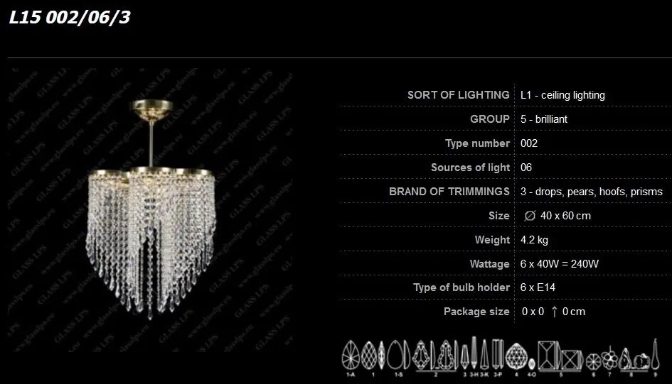 Plafonier cristal Bohemia L15 002/06/3