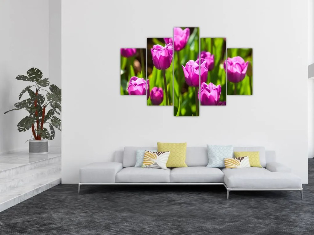Tablou cu lale pe luncă (150x105 cm)