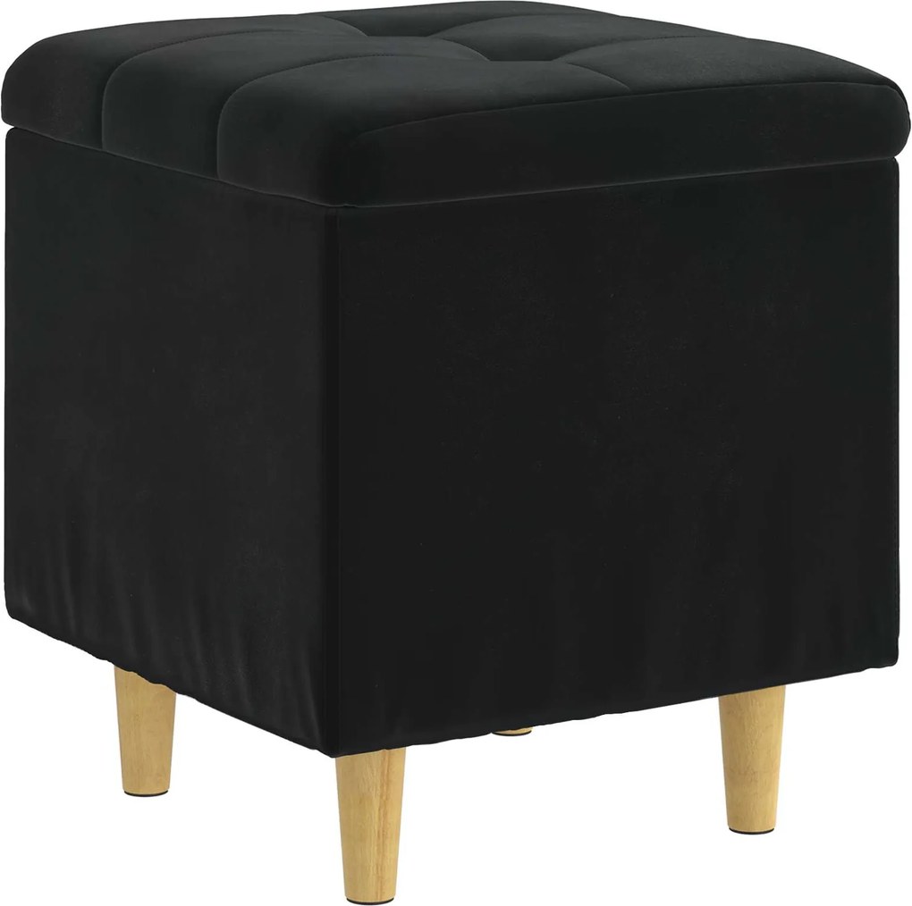 vidaXL Ottomană de depozitare cu pernă Negru 40 x 40 x 45 cm Catifea