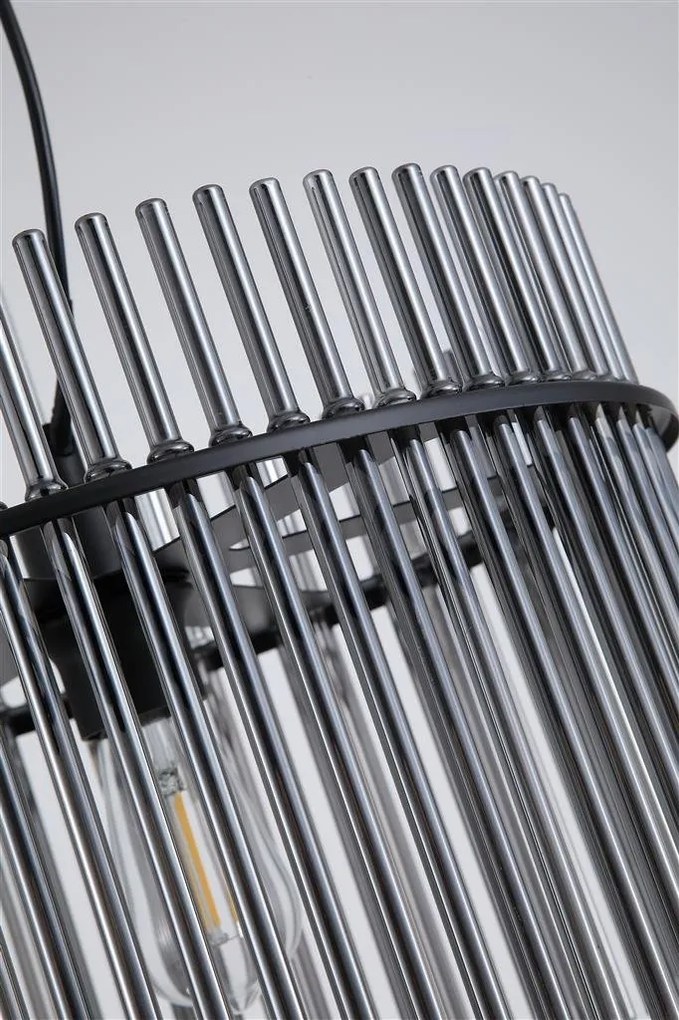 Lustra suspendata metal negru, tije din sticla Swizzle