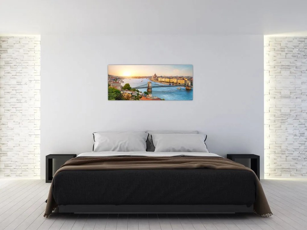 Tablou cu orașul Budapesta și râu (120x50 cm)