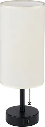 Brilagi - Lampă de masă TABLON cu port USB 1xE27/25W/230V negru/crem