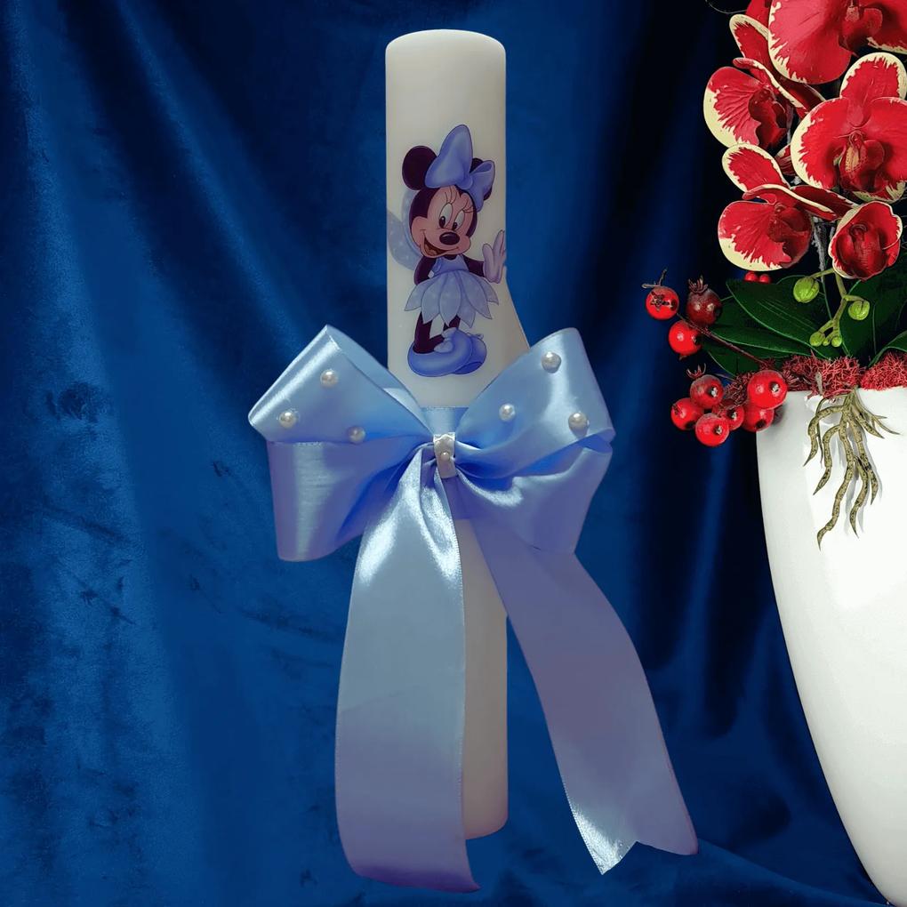 Lumanare botez decorata Zana albastra 5,5 cm, 30 cm