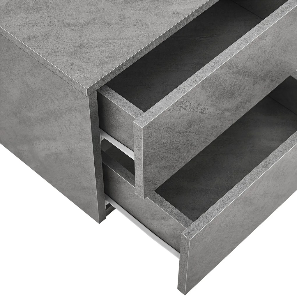 Noptiera 40x29x30 cm cu 2 sertare, aspect beton