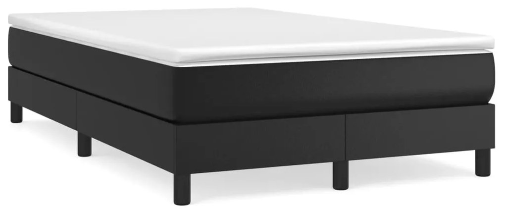 vidaXL Pat box spring cu saltea, negru, 120x190 cm, piele ecologică