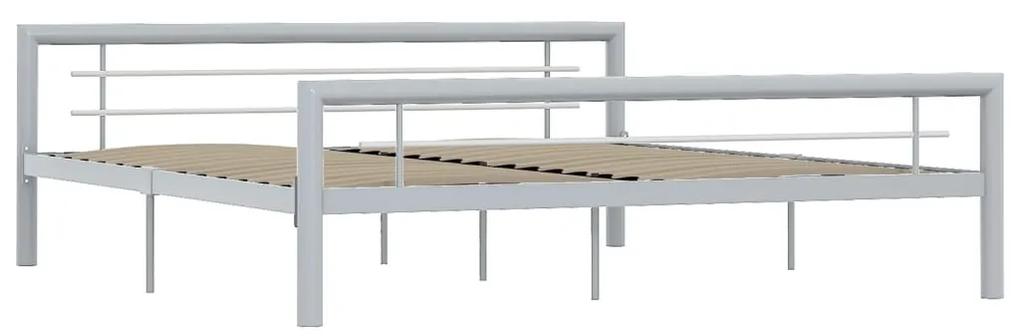 284561 vidaXL Cadru de pat, gri și alb, 180 x 200 cm, metal
