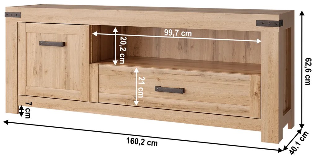 Măsuță TV MORATIZ, stejar wotan