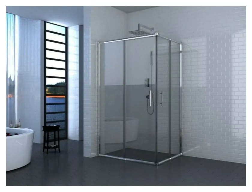 Cabina de dus dreptunghiulara Inter Ceramic cu usa glisanta 80x110 cm crom transparent