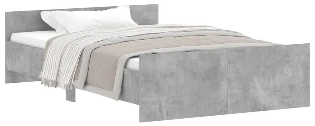 3203743 vidaXL Cadru de pat cu tăblie la cap/picioare, gri beton, 120x200 cm