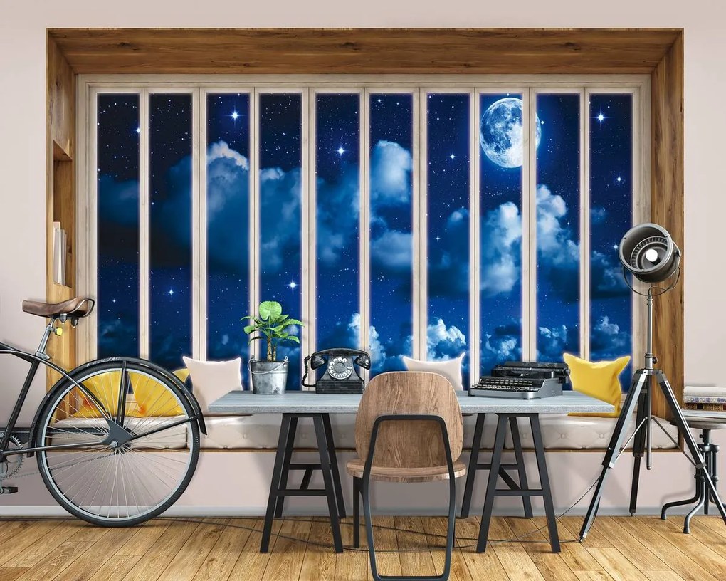 Fototapet - Cerul nocturn în geam (152,5x104 cm)