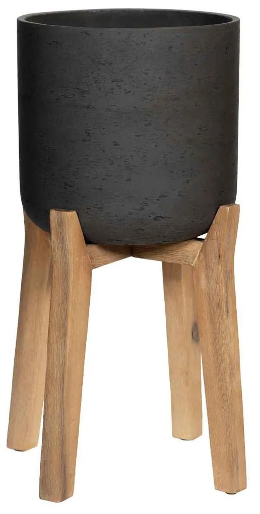Jardiniera Charlie cu picioare înalte, negru antic, dimensiuni multiple - ghivece ceramice Mărime: M - v. 16,5 cm, ⌀ 16 cm / v. 38 cm, ⌀ 23.5 cm