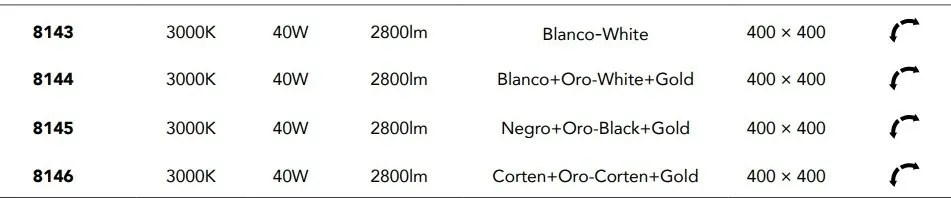 Aplica de perete LED design ambiental DALIA 40x40cm, negru/ auriu