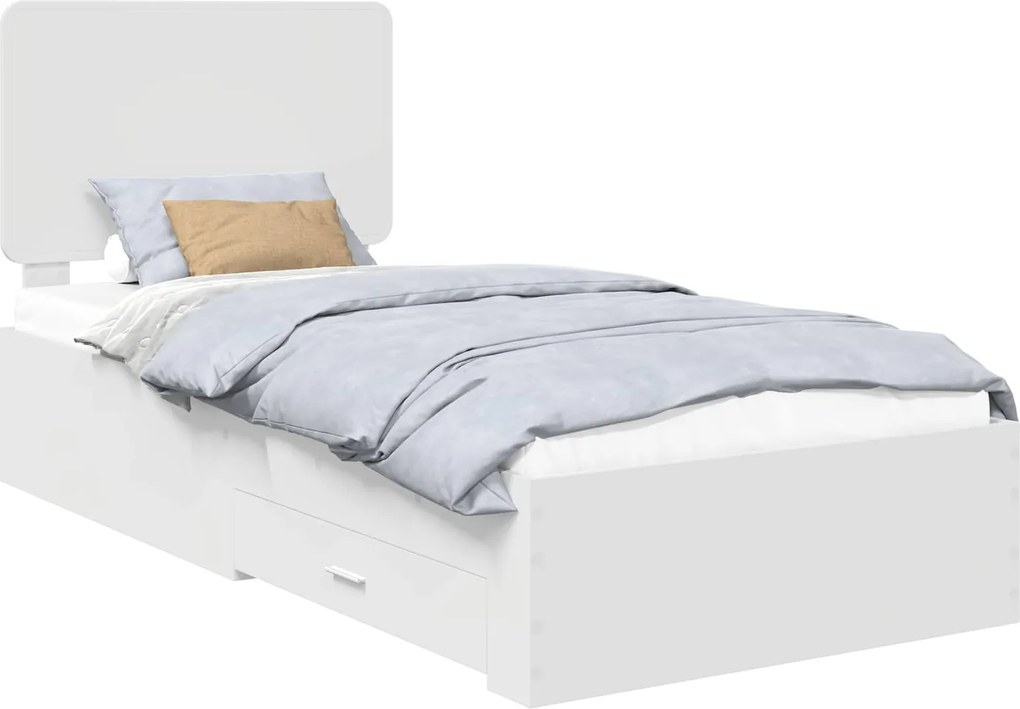 vidaXL Cadru de pat cu headboard Alb 90 x 190 cm Lemn compozit