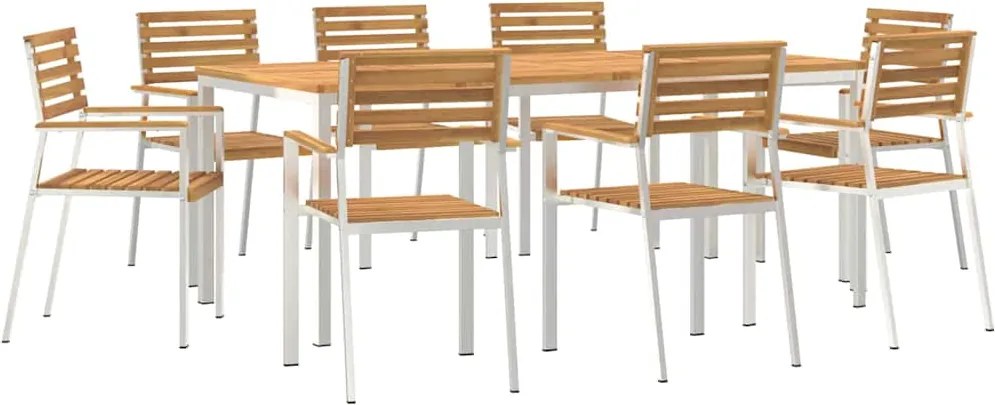 vidaXL Set de masă pentru grădină 9 pcs Maro Lemn Solid de Acacia