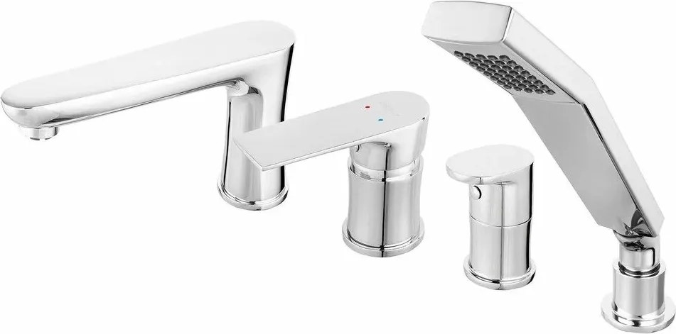 Baterie cada - dus cu 4 piese Ferro Square crom